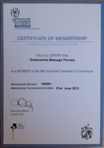 Membership Certificate to The Mid Yorkshire Chamber of Commerce Chamber Membership